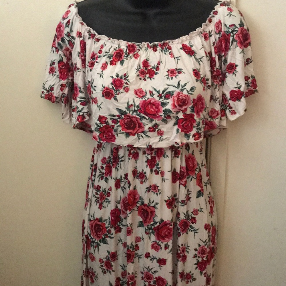 Long Beautiful Rose Floral Dress!